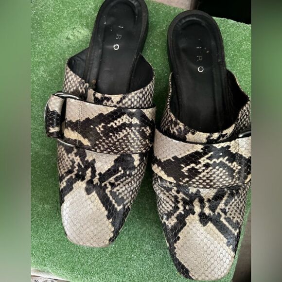 IRO Snake Print dress shoes Embossed Leather Flat Mules - Picture 1 of 9
